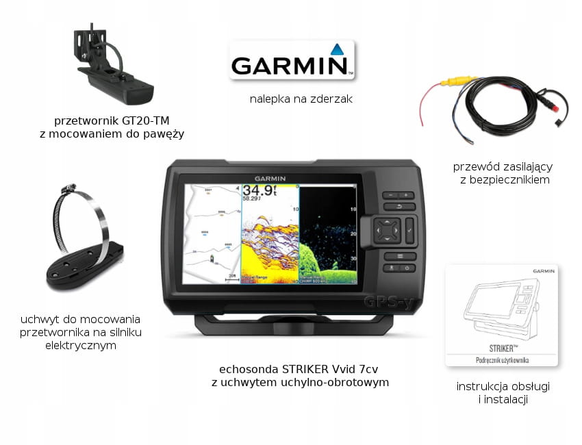 Garmin Echosonda STRIKER Vivid 7cv Przetwornik GT20 TM 010 02552 01